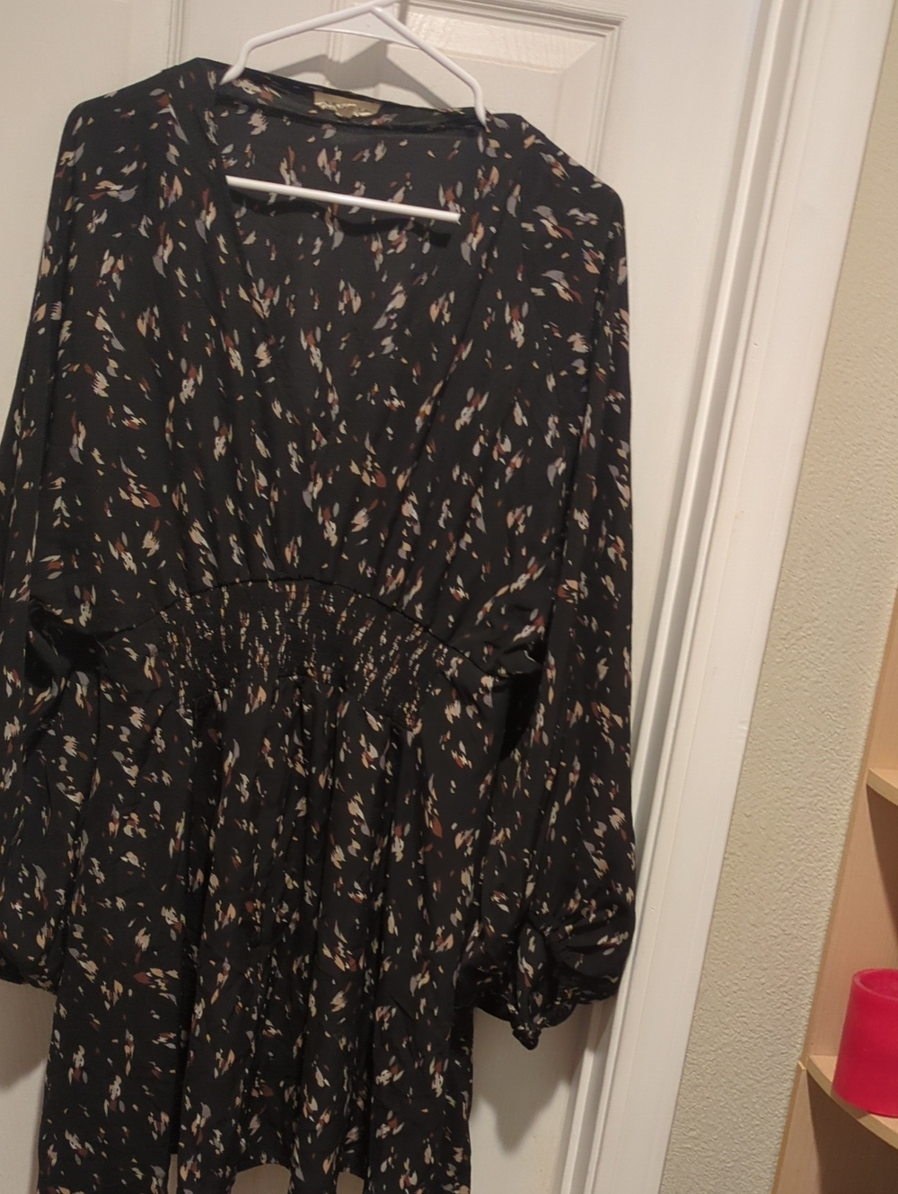 Promesa Black Floral-Accent Long Sleeve Dress